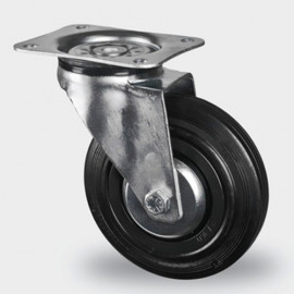 Roulette pivotante avec frein ø125 mm, à platine pivotante, charge max  100kg