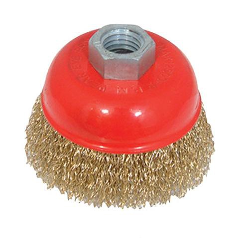 Brosse conique pour meuleuse fil acier ondulé 0,30 mm D. 125 mm M14 pour  métal - Décapage dur - 540.125 - Leman