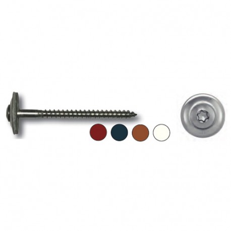 100 vis à bois de ferblanterie VBJ + joint EDPM D. 4,5 x 100 mm x TX20 - Inox A2 rouge oxyde - VBJ45100RO - Alsafix