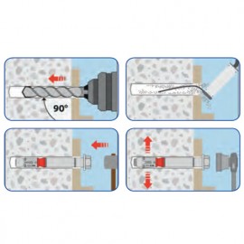 Blister de 5 chevilles métalliques à expansion charges lourdes GC D. 10 x M6 x Lt. 70 mm - CGC101TFBL - Alsafix