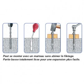 Blister de 5 goujons d'ancrage T version zinguée ATE Option 7 D. 16 x LT. 90 mm - GT7160906BL - Alsafix