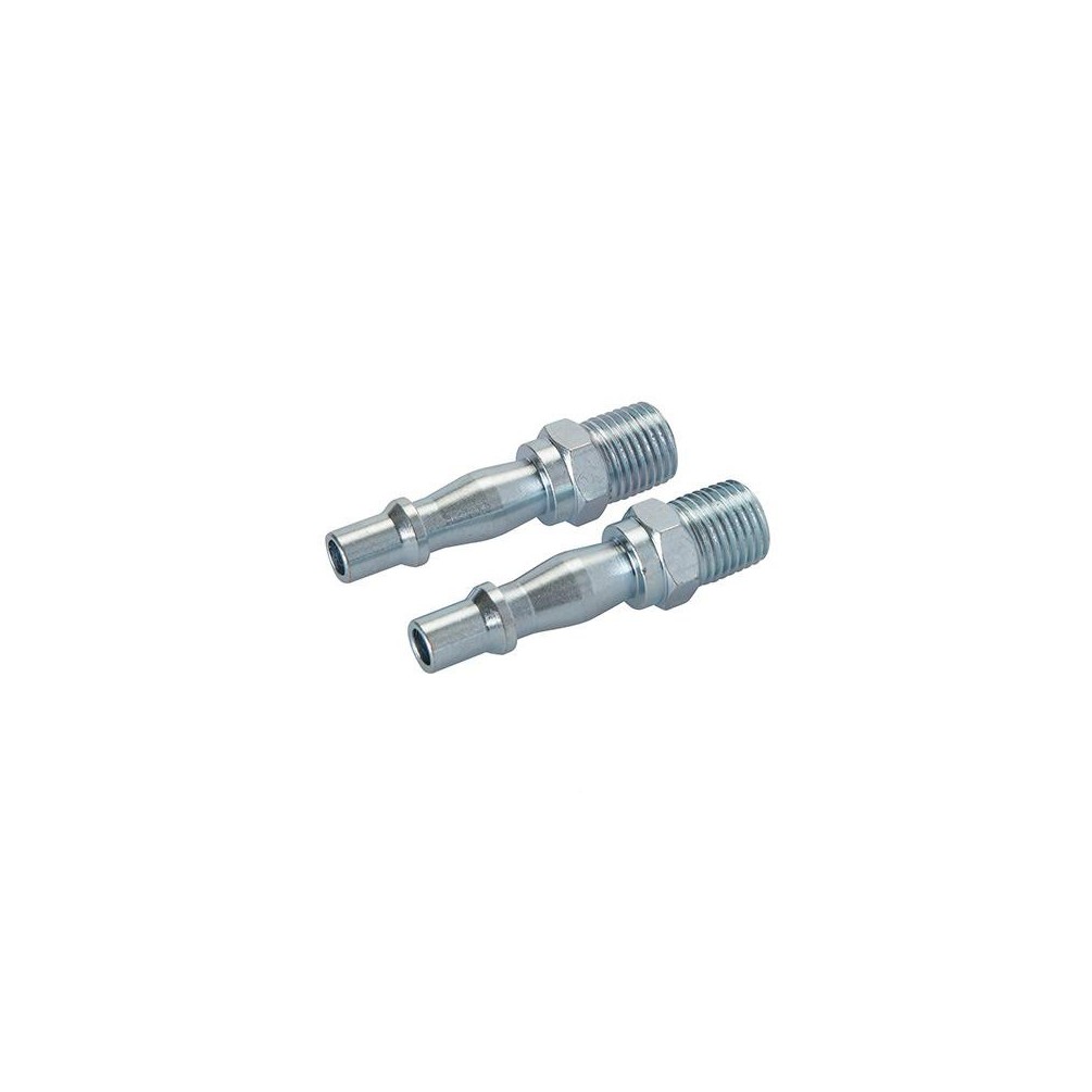 2 coupleurs baïonnette/filetage mâle 1/4 BSP pour tuyau air comprimé -  918523 - Silverline