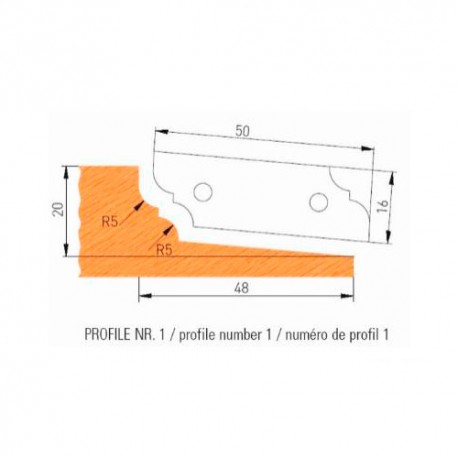 Jeu de 2 plaquettes profil N°1 APF160F1 pour APF160 - Holzmann