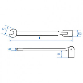 Clé mixte, fourche et douille 12 pans articulée à 180° - 10 mm L. 180 mm