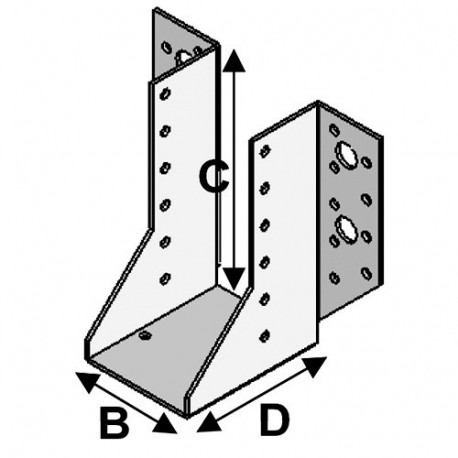 50 sabots de charpente ˆ ailes extŽrieures (P x l x H x Žp) 80 x 32 x 174 x 2,0 mm - AL-SE032174 - Alsafix