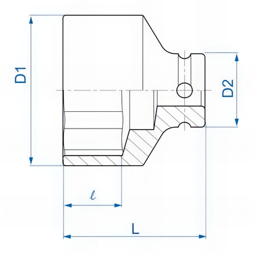 Douille à chocs standard métrique 6 pans 1/2" - D. 11 mm