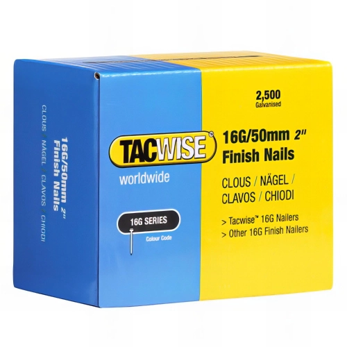 Boîte de 2500 clous de finition de type 16G L. 50 mm - TA-0298 - Tacwise