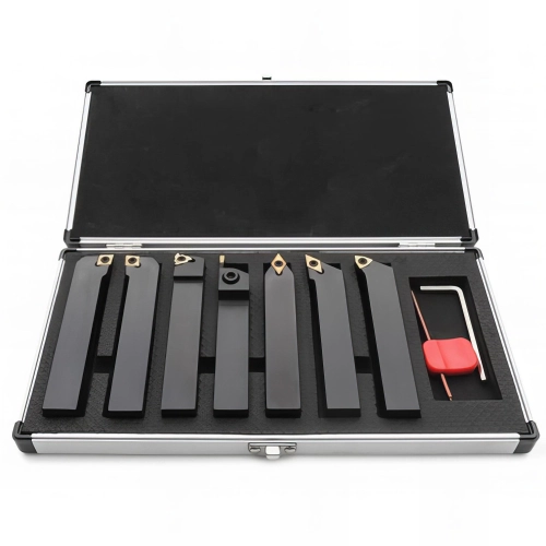 Coffret 7 outils de tournage métal 20 x 20 mm à plaquettes - HS-DM20 - Métalprofi