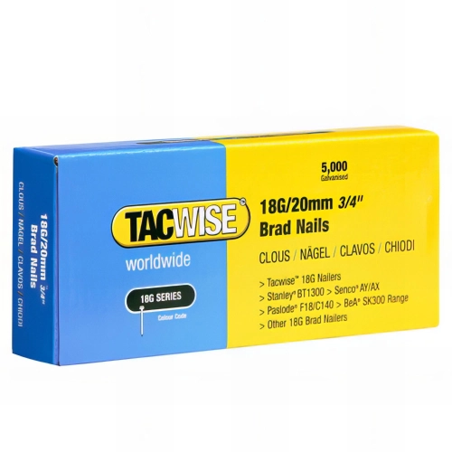 Boîte de 5000 clous de finition de type 18G L. 20 mm - TA-0395 - Tacwise