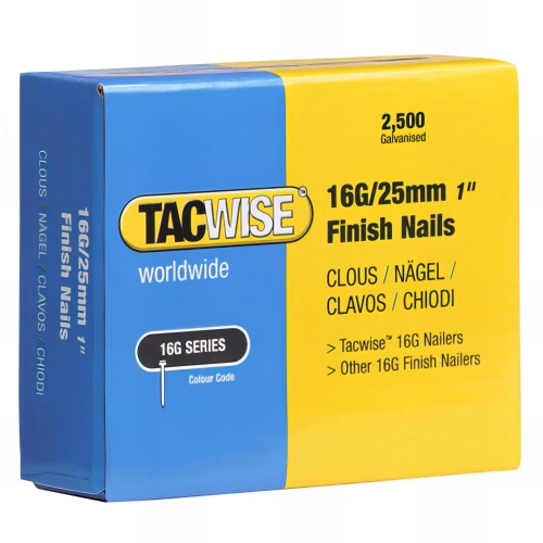 Boîte de 2500 clous de finition de type 16G L. 25 mm - TA-0666 - Tacwise