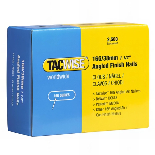 Boîte de 2500 clous de finition à angle de type 16G L. 38 mm - TA-0770 - Tacwise