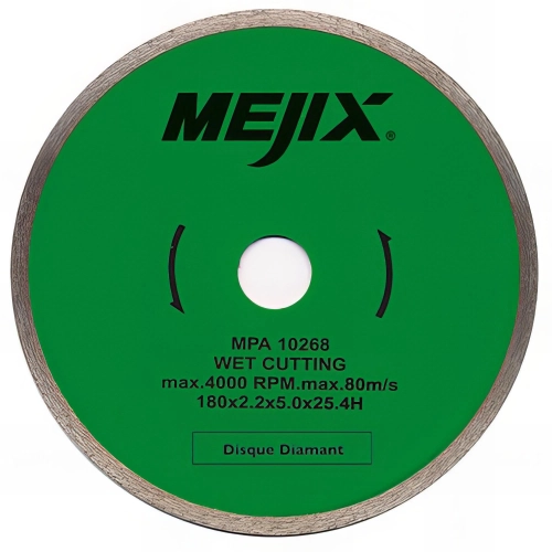 Disque diamant jante continue D. 180 x Al. 25,4/22,23 x Ht. 5 x ép. 2,2 mm - Carrelage, Faïence - 180011 - Mejix