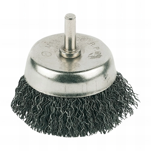 Brosse boisseau à fils d'acier ondulés D. 50 mm sur tige - PB03 - Silverline