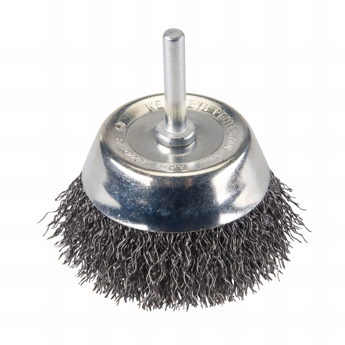 Brosse boisseau à fils d'acier ondulés D. 75 mm sur tige - PB04 - Silverline