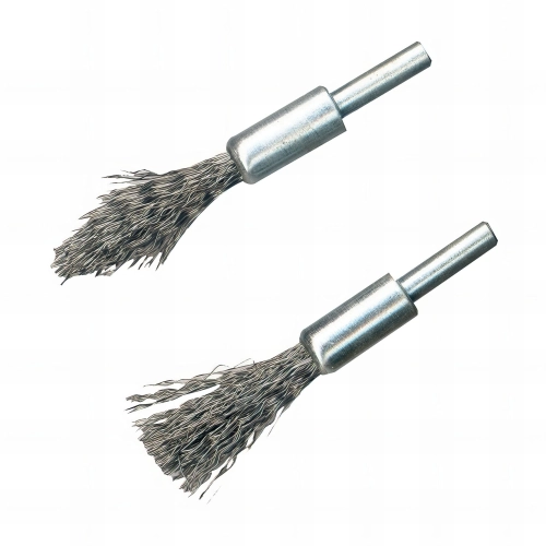 2 brosses-pinceaux à fils d'acier à décalaminer sur tige de 6 mm - 190316 - Silverline