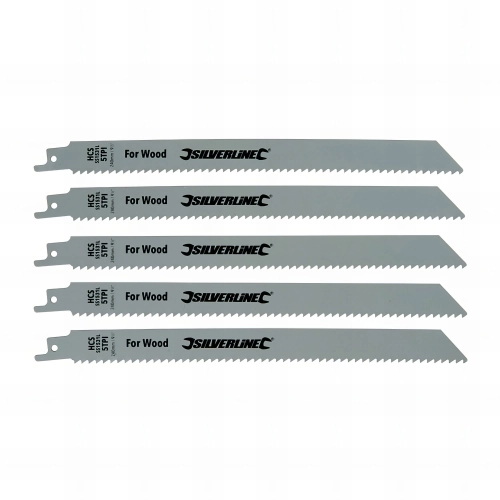 5 lames de scie sabre, Pas variable 4 à 6,5 mm LU 240mm 5 TPI pour bois/ bois vert - 196500 - Silverline