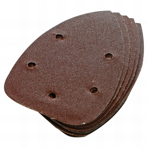 10 feuilles abrasives perforées 5 trous auto-agrippantes triangulaires 140 mm Grain 60 - 245094 - Silverline