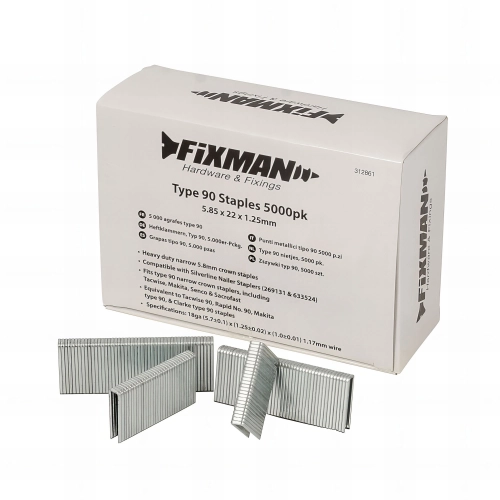 5000 agrafes 5,85 x 22 x 1,25 mm type 90 - 312861 - Fixman