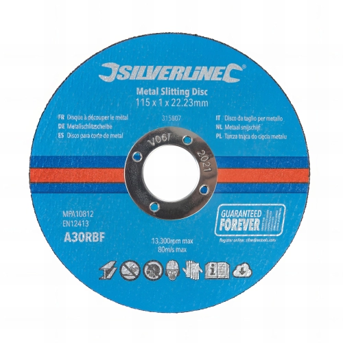 10 disques à tronçonner D. 115 x 1 x 22,23 mm Métal - 315807 - Silverline