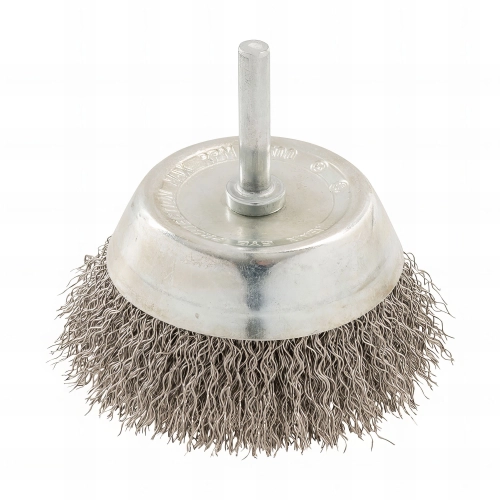 Brosse à boisseau fils d'acier inox D. 75 mm sur tige - 409596 - Silverline