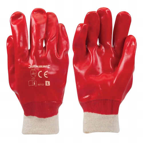 Gants PVC rouges Large - 447137 - Silverline