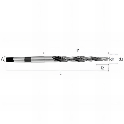 Foret métal bidiamétral CM1 90° HSS DIN8379 D. 10,2 / 13,5 x Lt. 189 x lu. 108 mm M12