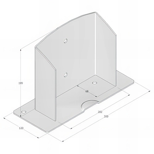 Demi pied de poteau galvanisé à visser - 202 x 200 x 3,0 mm