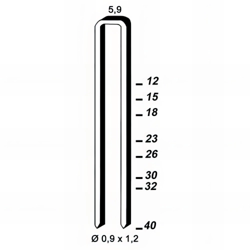 10 400 agrafes galvanisées ES-12 - 5,9 x 12 x D. 0,9 x 1,2 mm - 6ES121 - Alsafix