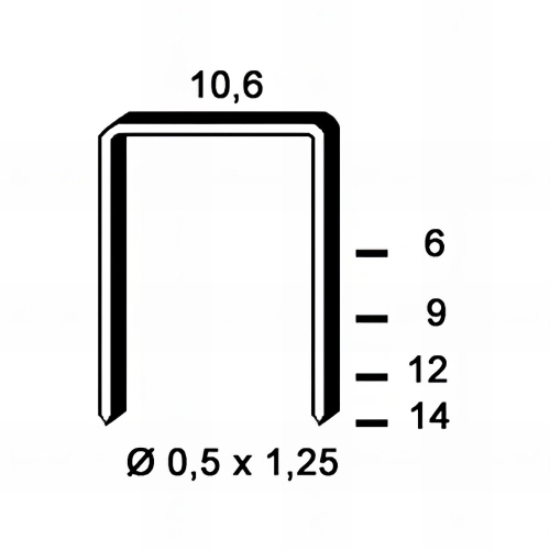 Blister de 1440 agrafes galvanisées PF-06 - 10,6 x 6 x D. 0,5 x 1,25 mm - 6PF061BL - Alsafix