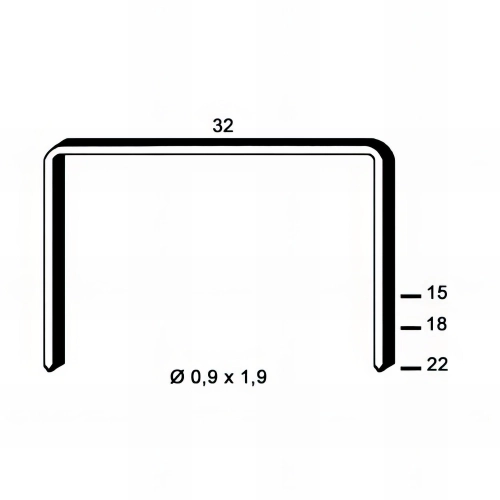 15 000 agrafes cuivrées R-22 - 32 x 22 x D. 0,9 x 1,9 mm - 6R-221 - Alsafix