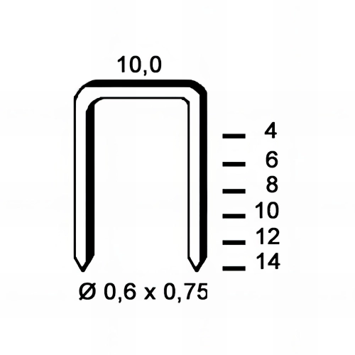 10 000 agrafes galvanisées VF-06 - 10 x 6 x D. 0,6 x 0,75 mm - 6VF061 - Alsafix