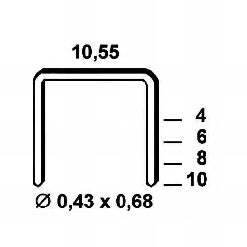 6 700 agrafes galvanisées VZ-06 - 10,55 x 6 x D. 0,43 x 0,68 mm - 6VZ061 - Alsafix