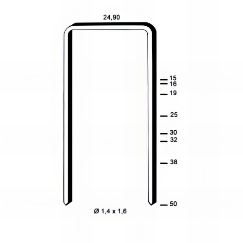 12 600 agrafes galvanisées divergentes WC-15 - 24,9 x 15 x D. 1,4 x 1,6 mm - 6WC151D - Alsafix