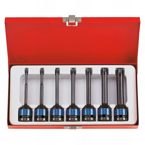 Coffret de 7 douilles tournevis à choc longues 1/2" Torx - T25 à T60