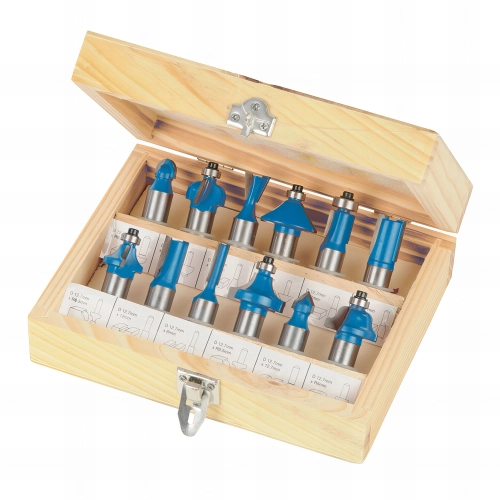 Coffret de 12 mèches de défonceuse TCT 1/2" - 763555 - Silverline