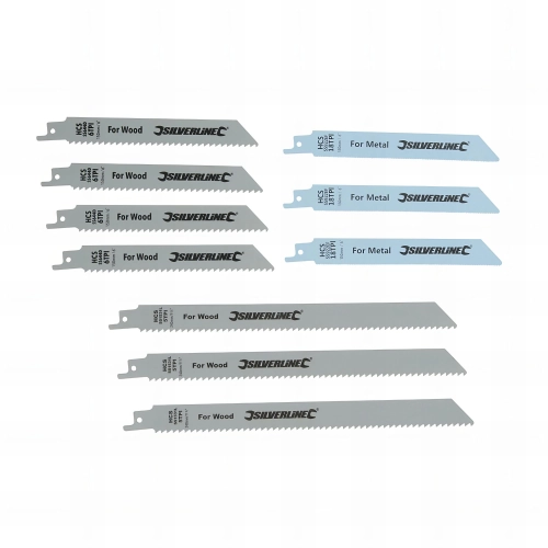 Assortiment de 10 lames de scie sabre Bois/Métal - 783087 - Silverline