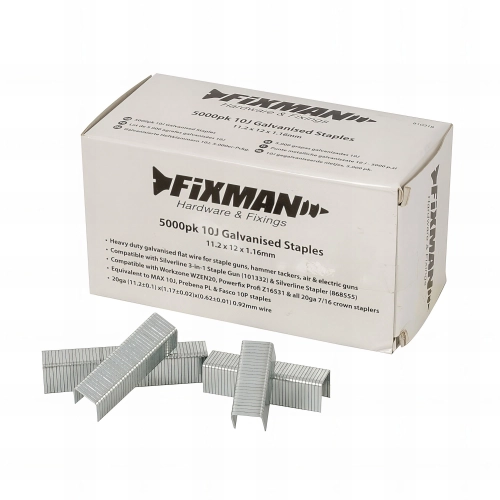 Lot de 5 000 agrafes galvanisées 10J 11,2 x 12 x 1,16 mm - 810318 - Fixman