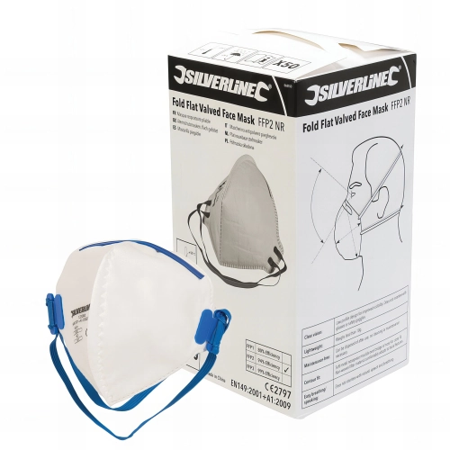 Boîte présentoir de 50 masques respiratoires pliables FFP2 NR - 868550 - Silverline