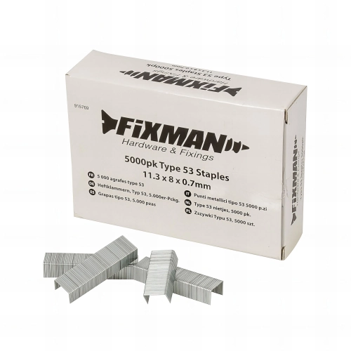 5 000 agrafes type 53 - 11,3 x 8 x 0,7 mm - 915769 - Fixman