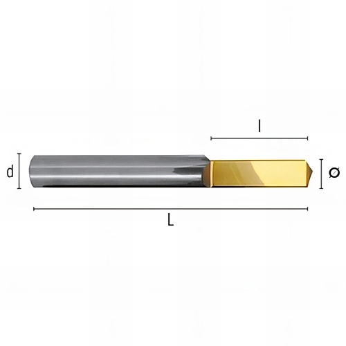 Foret métal carbure HM-MD D. 2,5 x Lt. 38 x lu. 10 x di. 3 mm M3