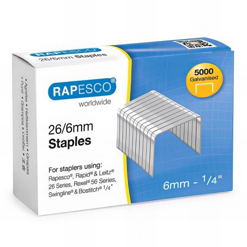 Agrafes galvanisées 26 / 6 mm - pour pince agrafeuse "R81000A3" - 5 000 pièces - "RAPESCO"