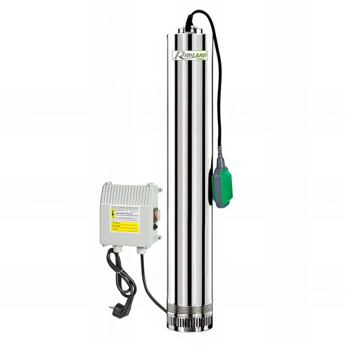 Pompe immergée inox 11000 W 230 V, 65 m avec tableau électrique et flotteur - PRPVC1101/65F - Ribiland