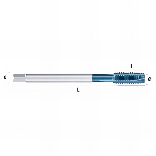 Taraud métal à machine entrée corrigée M-MF HSSE-PM DIN376B D. 18 x P. 1,5 x Lt. 110 x lu. 25 x di. 14 mm Q. Dégagée