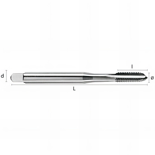 1 taraud machine HSSE DIN371/C D. BSF 3/16-32 x Lt. 70 x Lu. 14 mm x Q. Carrée - 21410031600 - Hepyc