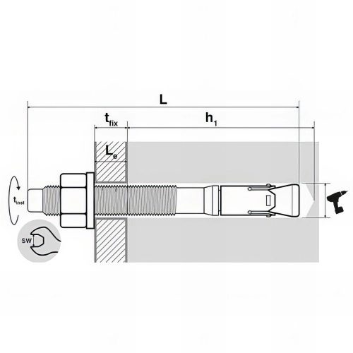 25 goujons d'ancrage application sismique, acier zingué - M12 x 145 mm