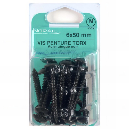 Blister de 25 vis penture Torx 6 x 40 mm - Zingué Noir - VPX0604006CP25