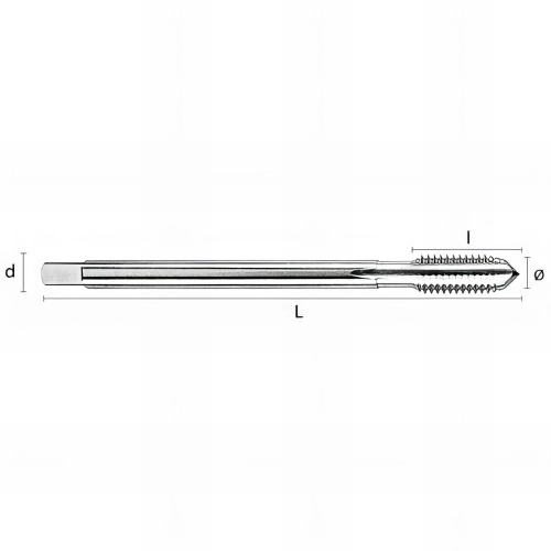 1 taraud machine HSSE DIN374/C D. UN1"1/8-8 x Lt. 180 x Lu. 45 mm x Q. Carrée - 21890110800 - Hepyc