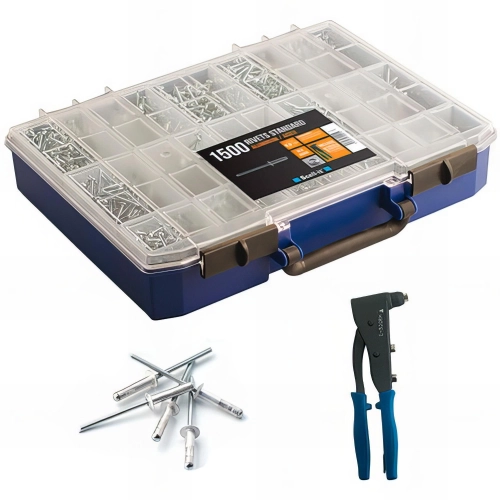 Coffret de 1500 rivets standard aluminium-acier avec pince à riveter professionnelle - COF001 - Scell-it