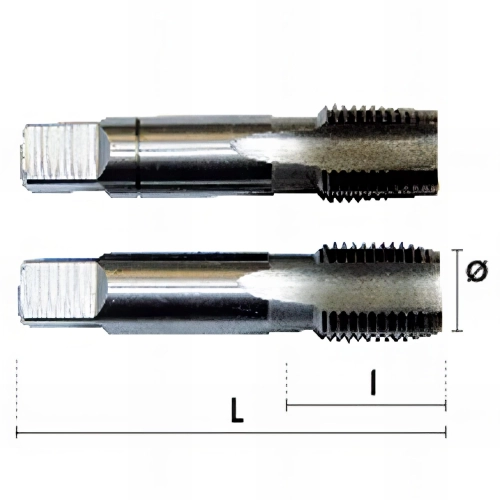 1 jeu de 2 tarauds - 2 passes DIN5157 D. BSP1/2-16 x Lt. 75 x Lu. 24 mm x Q. Carrée - 23060010200 - Hepyc