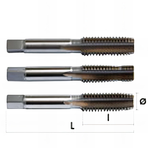 1 jeu de 3 tarauds - 3 passes E DIN352 6H x M3,00 x 0,50 x Lt. 40 x Lu. 11 mm x Q. Carrée - 23140003005 - Hepyc